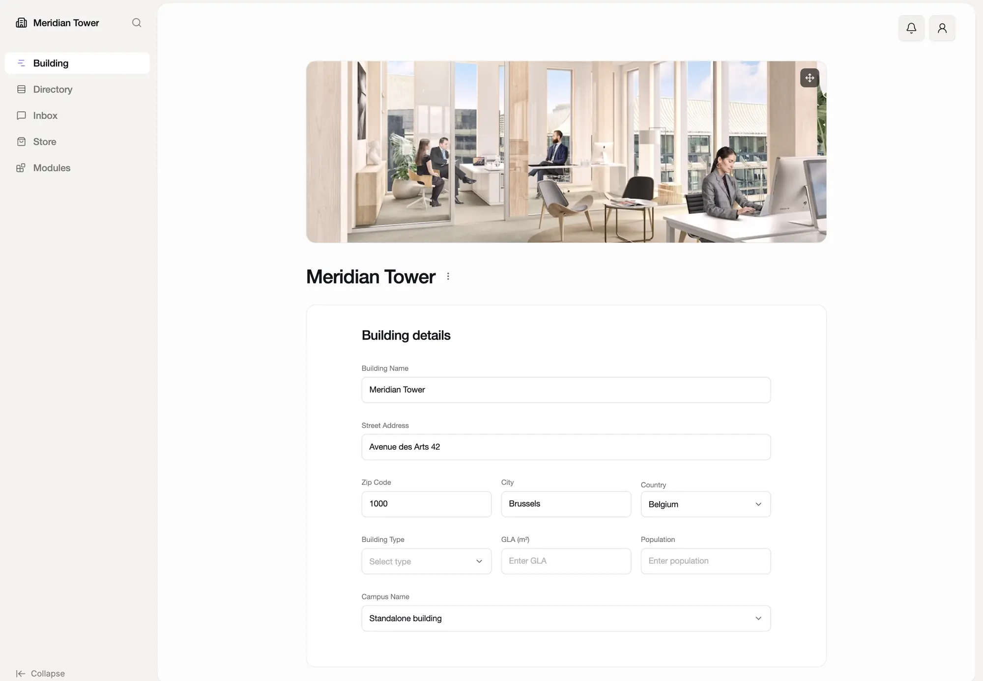 The Nook building page: building photo and details