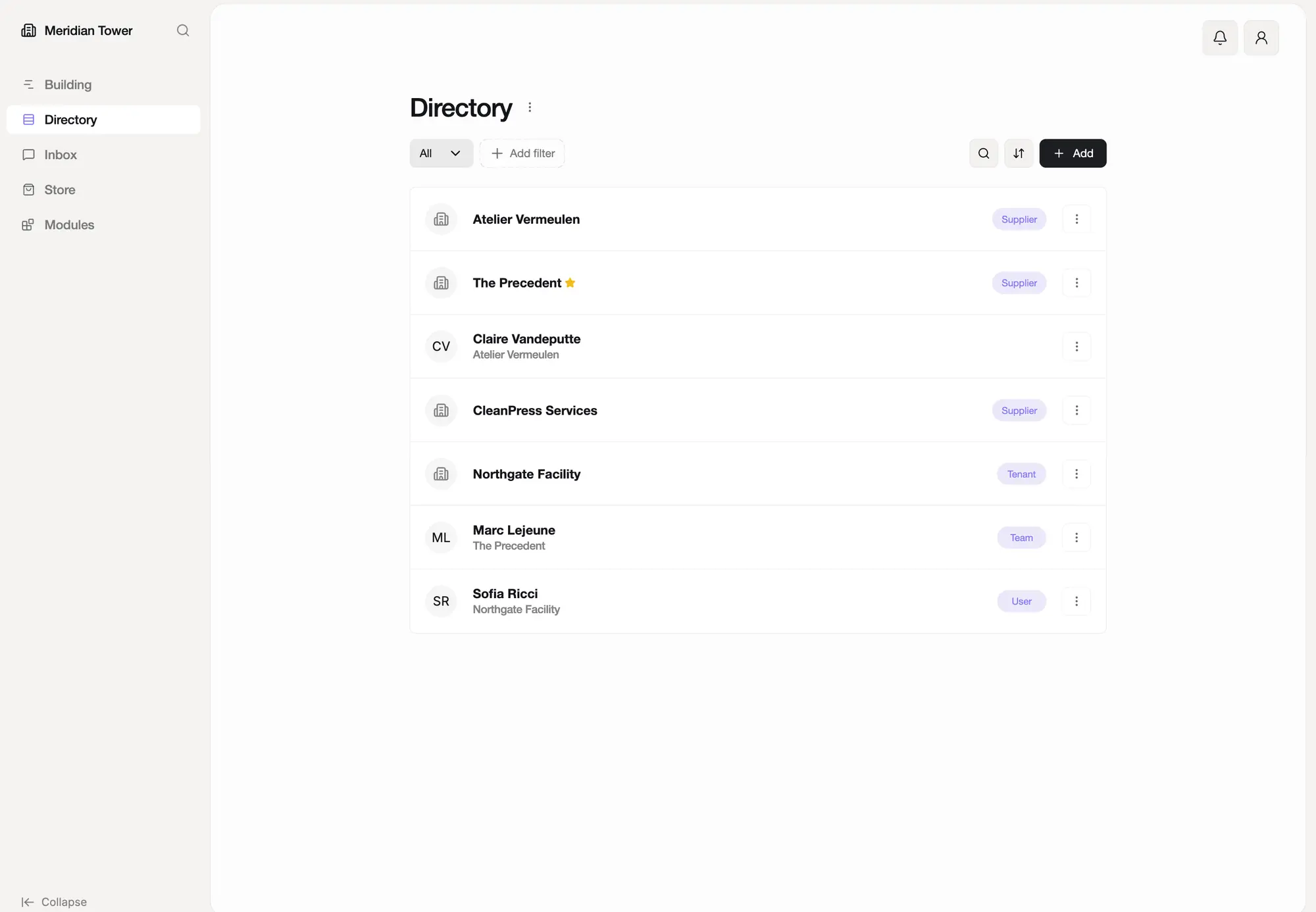 The Nook directory: suppliers, tenants and teams